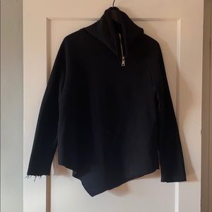 Zipper neck cowl neck sweatshirt